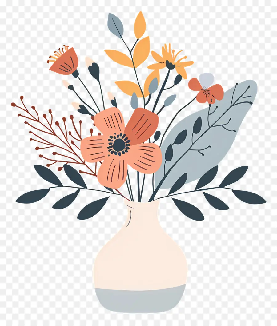 Fleurs Dans Un Vase，Fleurs Colorées PNG