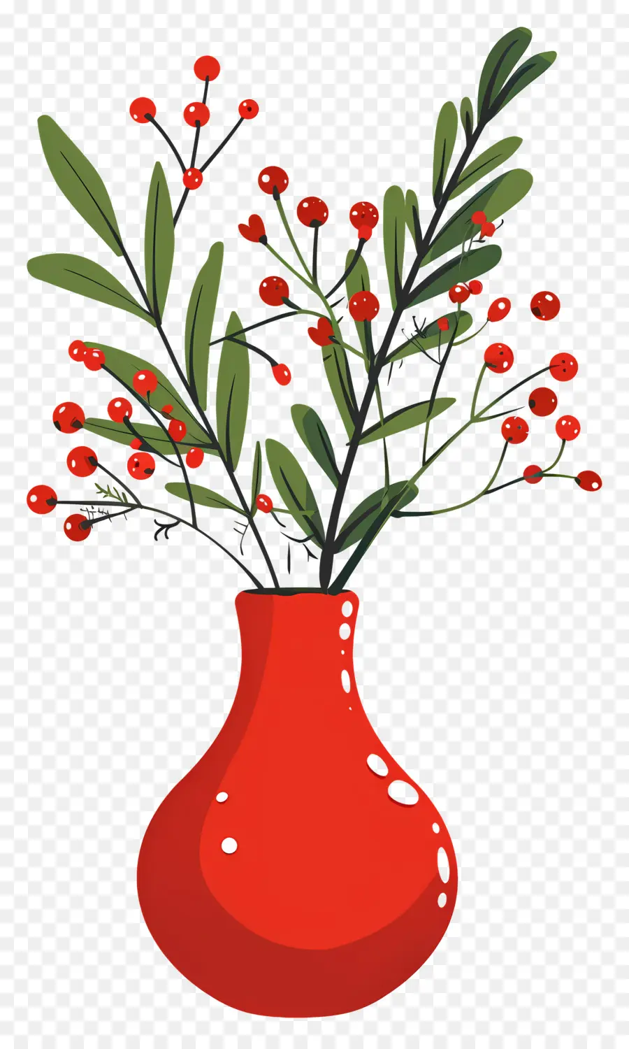 Fleurs Dans Un Vase，Branches De Baies PNG