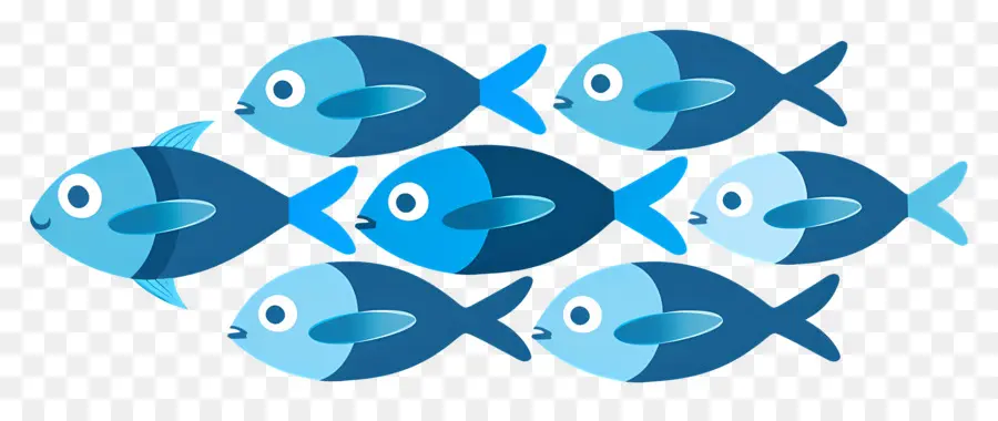 Groupe De Poissons，Poisson Bleu PNG