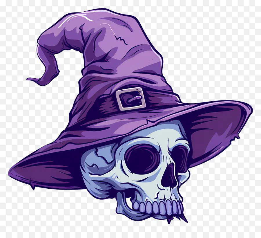 Casquette D'halloween，Crâne Avec Chapeau De Sorcière PNG