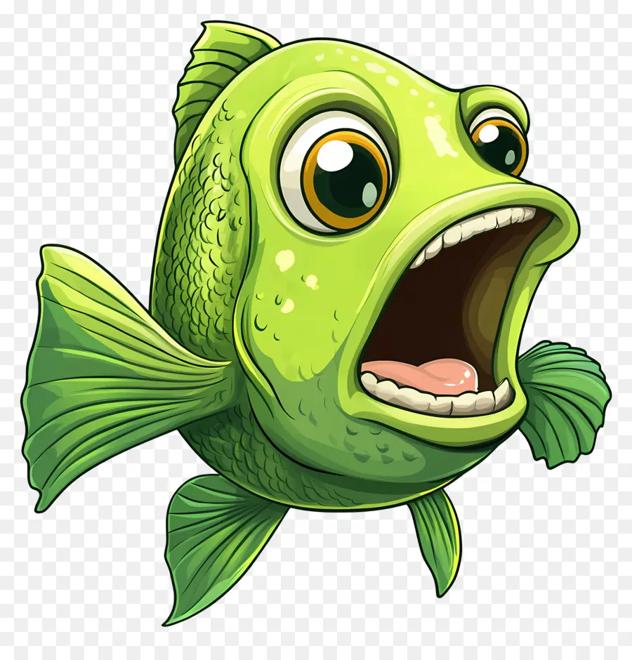 Dessin Animé De Poisson，Poisson Vert PNG