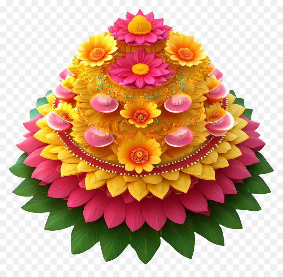 Bathukamma，Arrangement Floral Coloré PNG