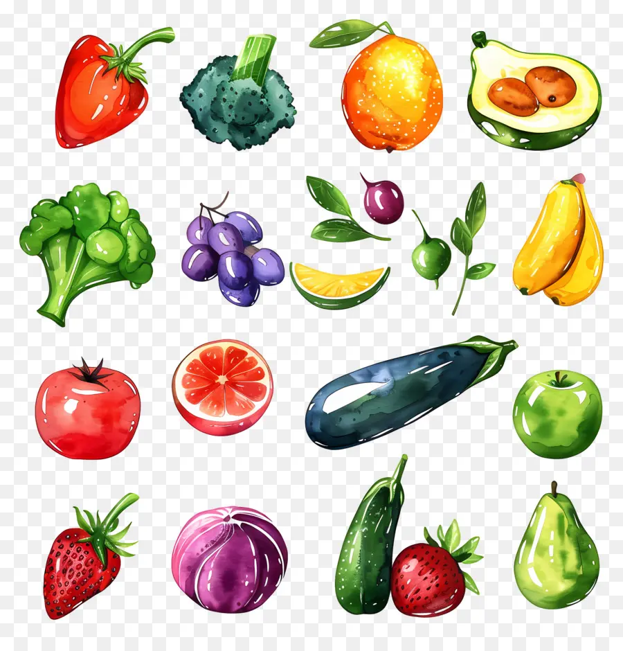 Fruits Et Légumes，Fruits Et Légumes Aquarelle PNG