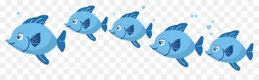 Groupe De Poissons，Poisson Bleu PNG