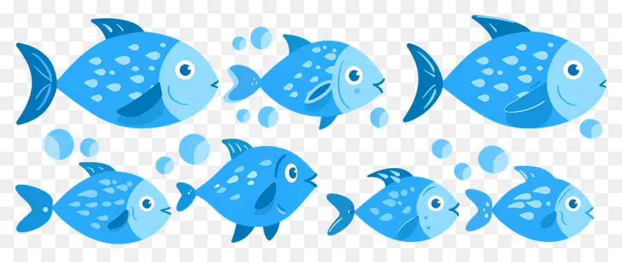 Groupe De Poissons，Poisson Bleu PNG