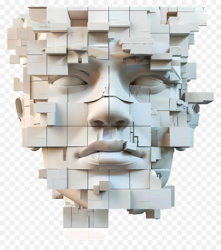 Visage D'homme，Tête Pixélisée PNG