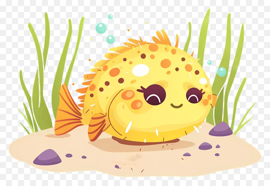 Poisson Globe Mignon，Poisson Tacheté Jaune PNG