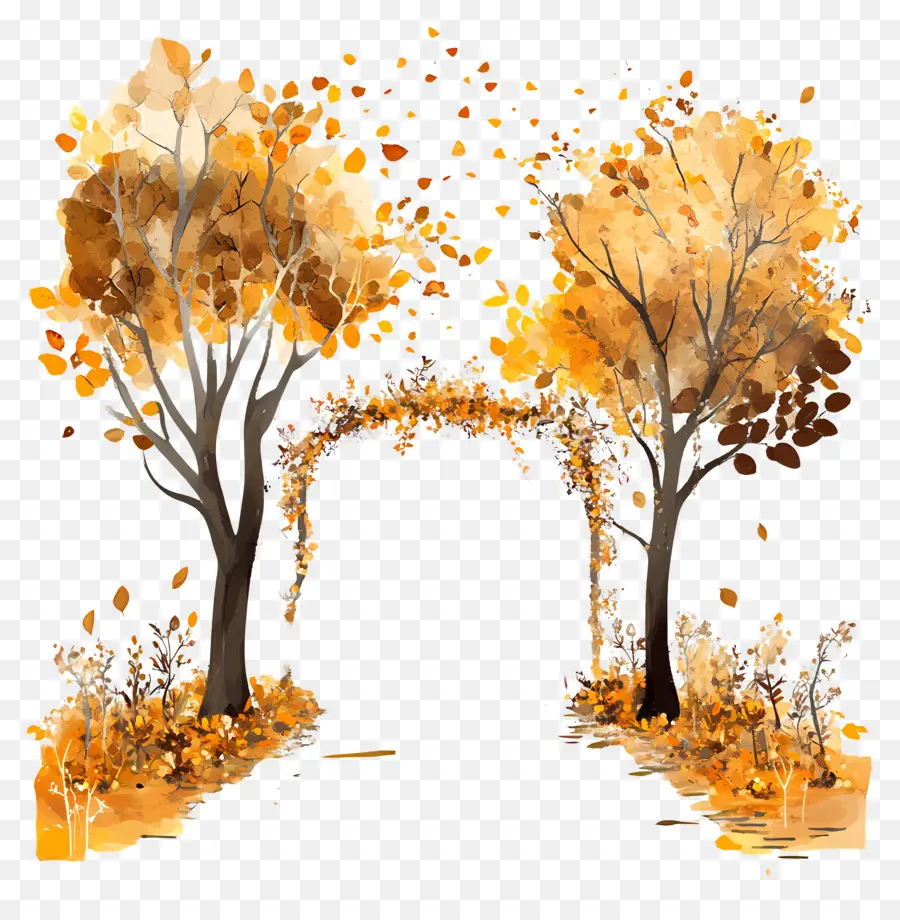 Mariage D'automne En Plein Air，Arbres D'automne PNG