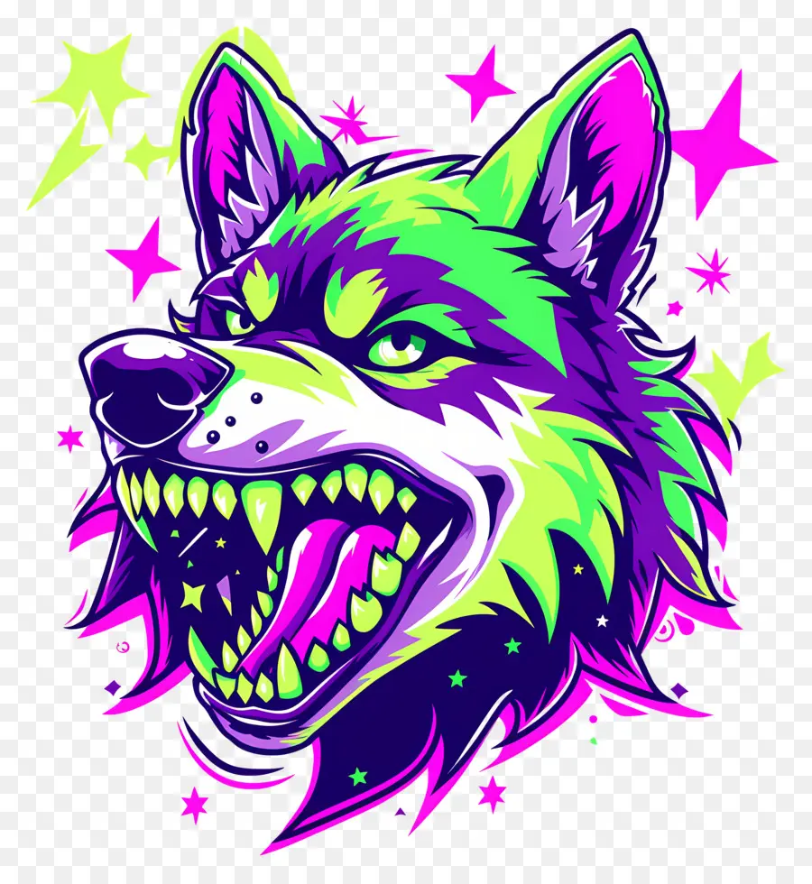 Tête De Loup，Chien De Dessin Animé Coloré PNG