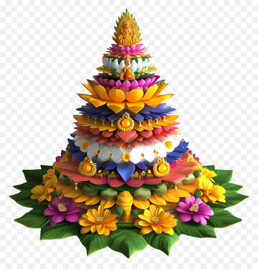 Bathukamma，Pyramide De Fleurs Complexe PNG