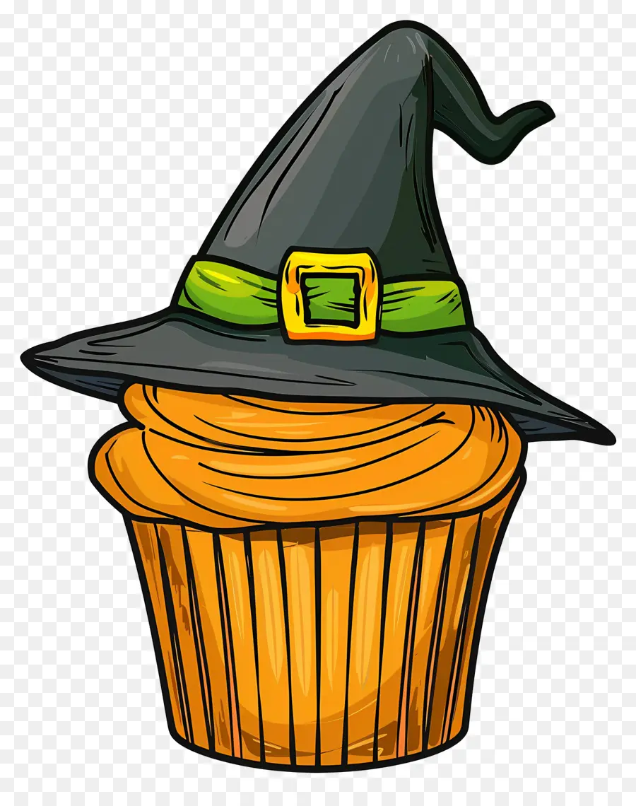 Petit Gâteau D'halloween，Cupcake Au Chapeau De Sorcière PNG