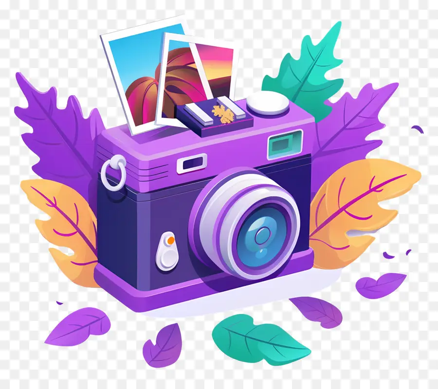 Caméra De Dessin Animé，Appareil Photo Violet PNG