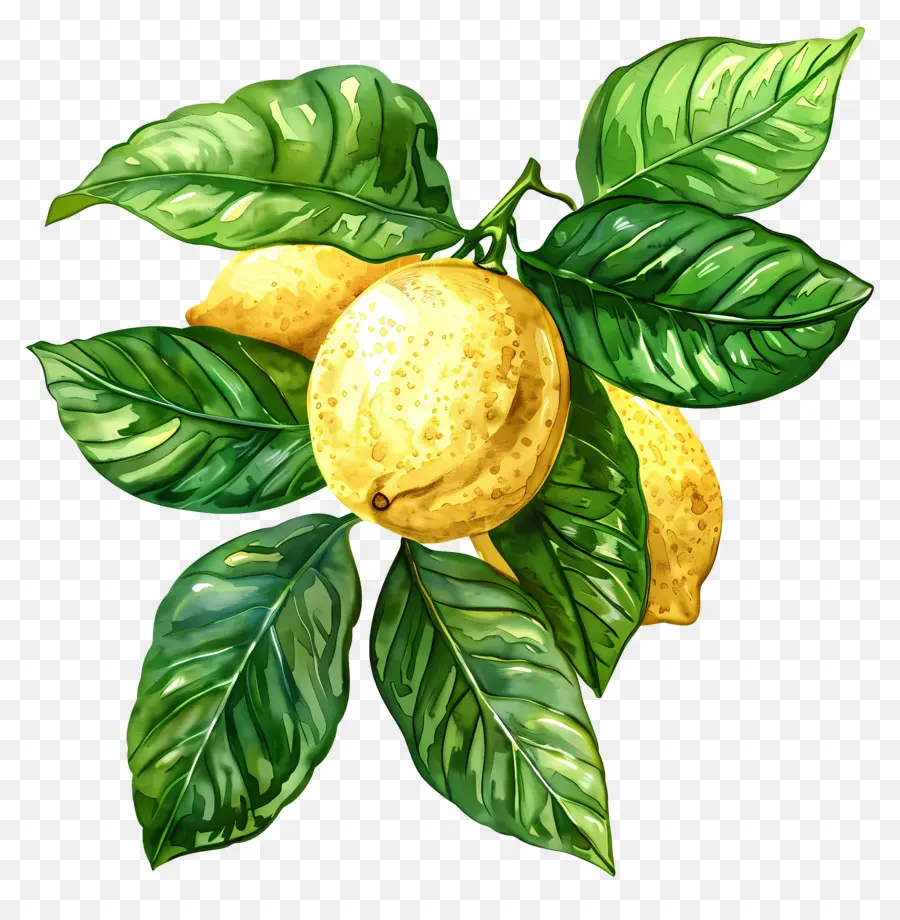 Aquarelle Citron，Branche De Citron PNG