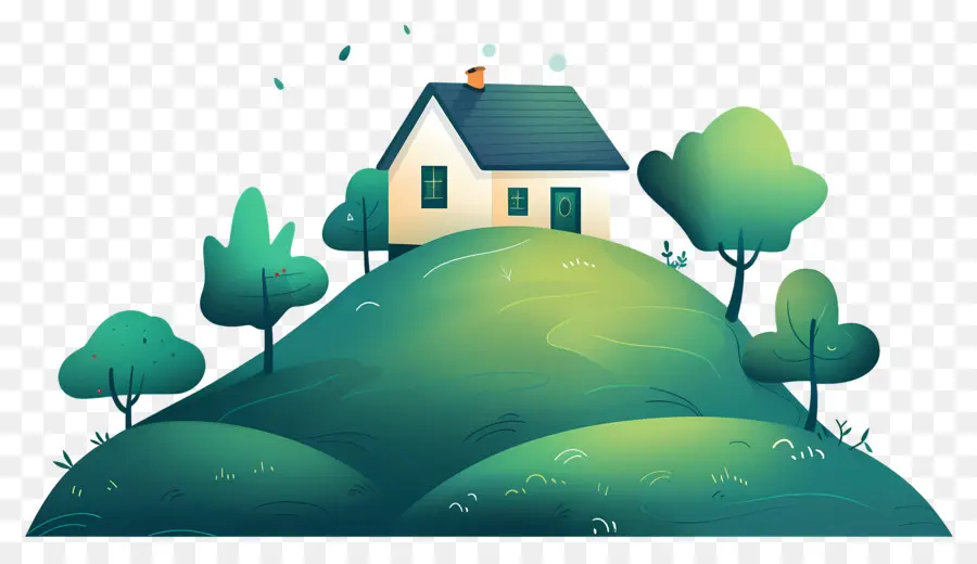 Colline D'herbe，Maison Sur Colline PNG