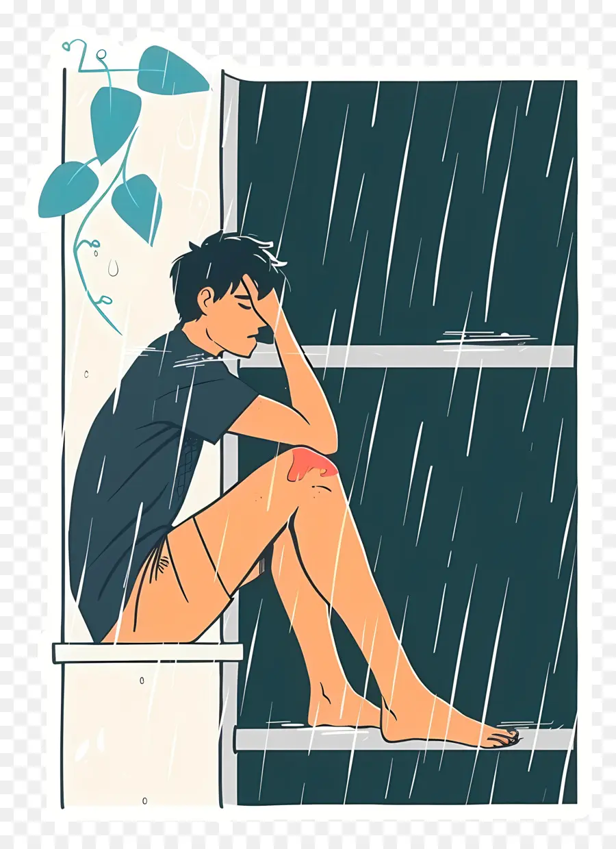 Homme Seul，Personne Sous La Pluie PNG