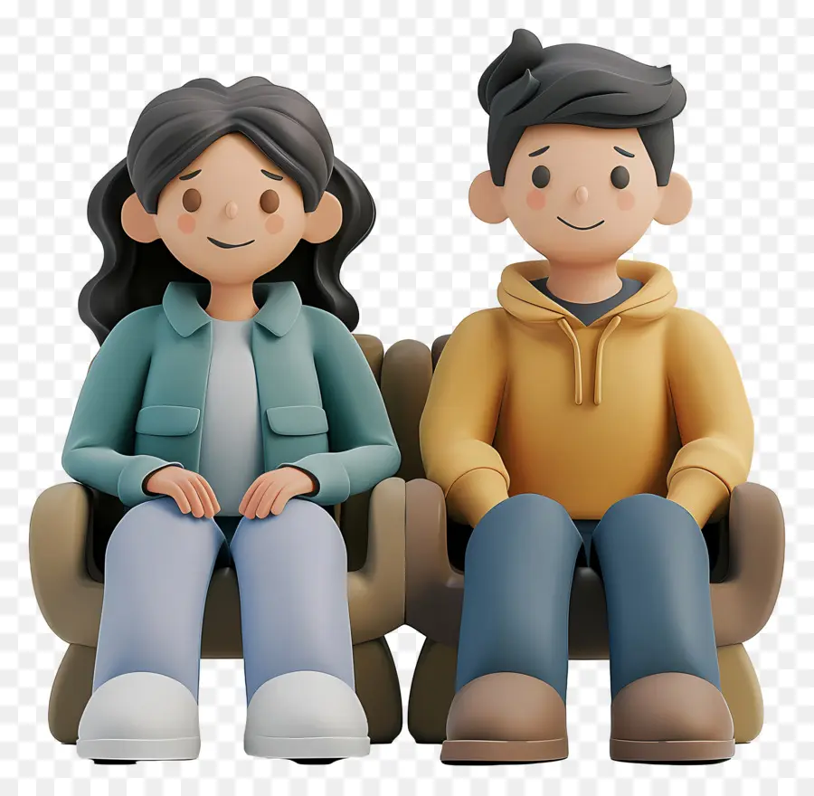 Gens Assis，Couples De Dessins Animés PNG