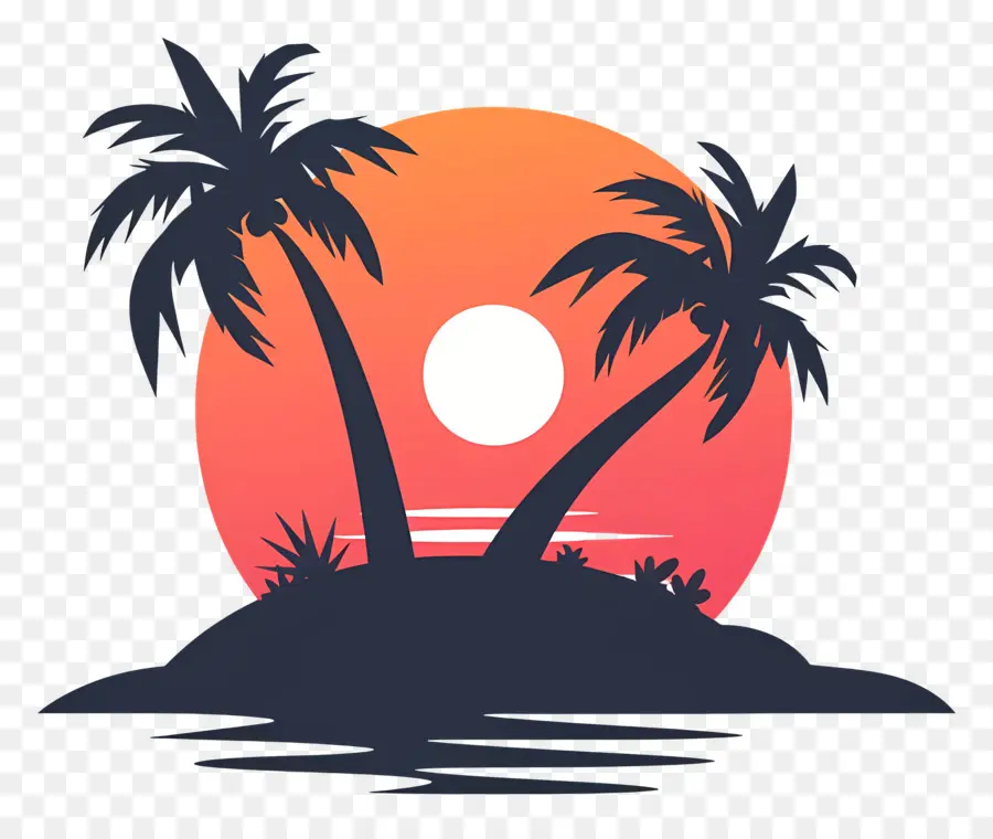 Logo De Plage，Coucher De Soleil Sur La Plage PNG