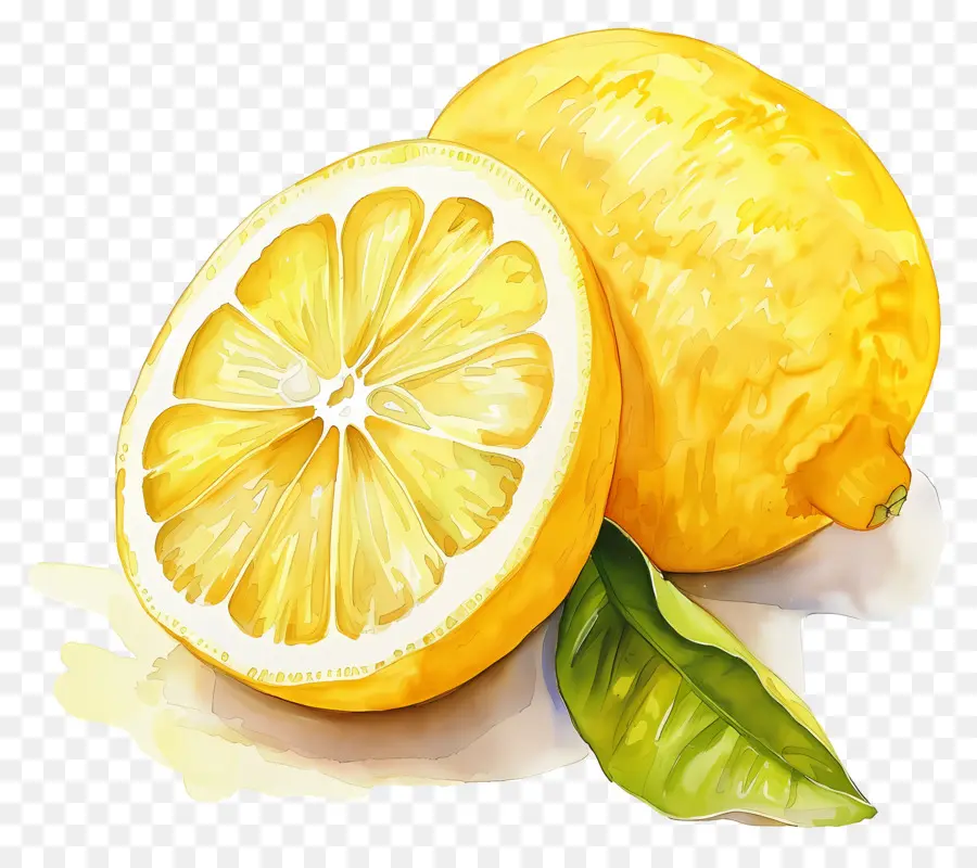 Aquarelle Citron，Tranche De Citron PNG