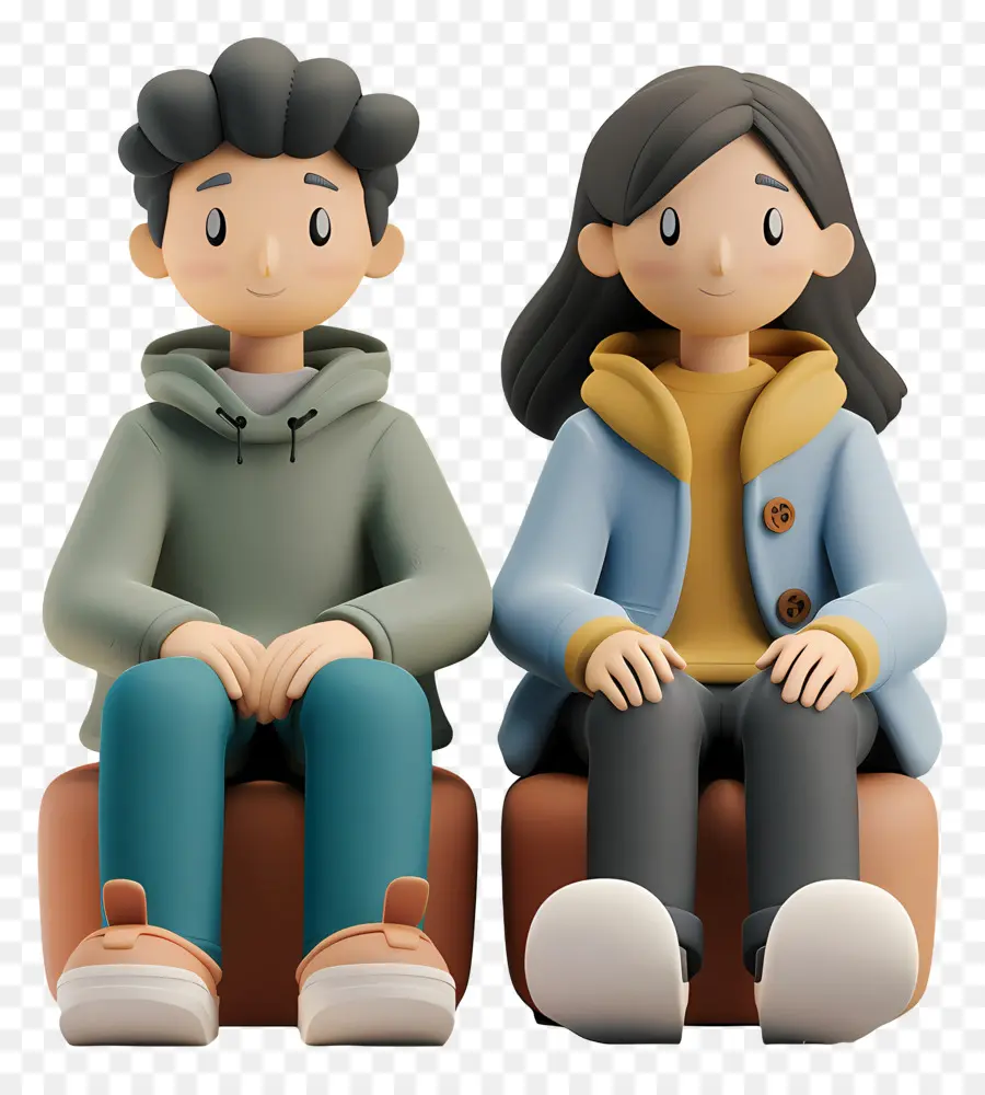 Gens Assis，Couples De Dessins Animés PNG