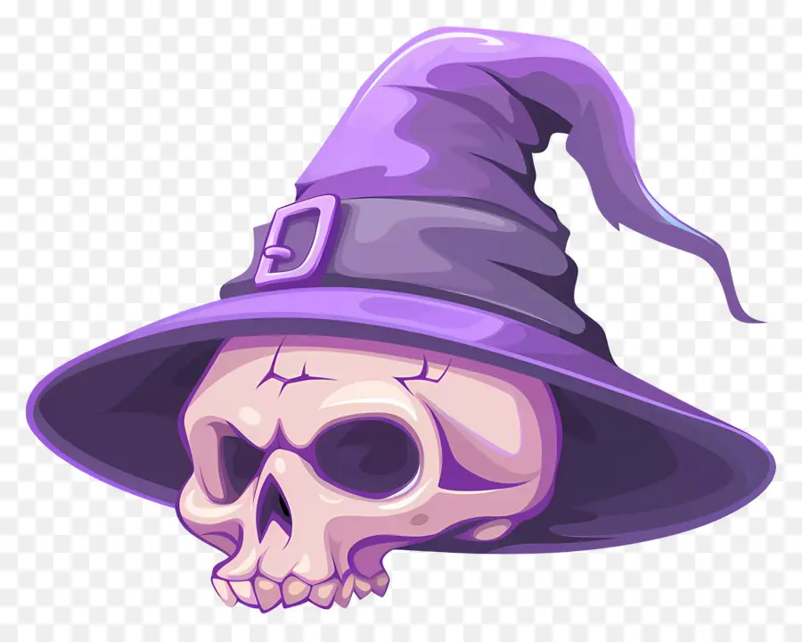 Casquette D'halloween，Crâne Avec Chapeau De Sorcière PNG