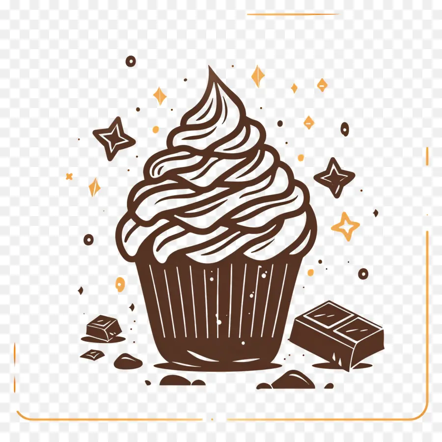 Petit Gâteau，Cupcake Avec Des étoiles PNG