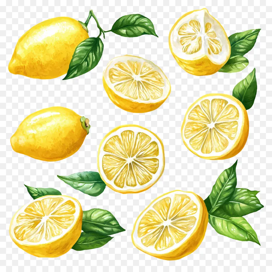 Aquarelle Citron，Citrons PNG