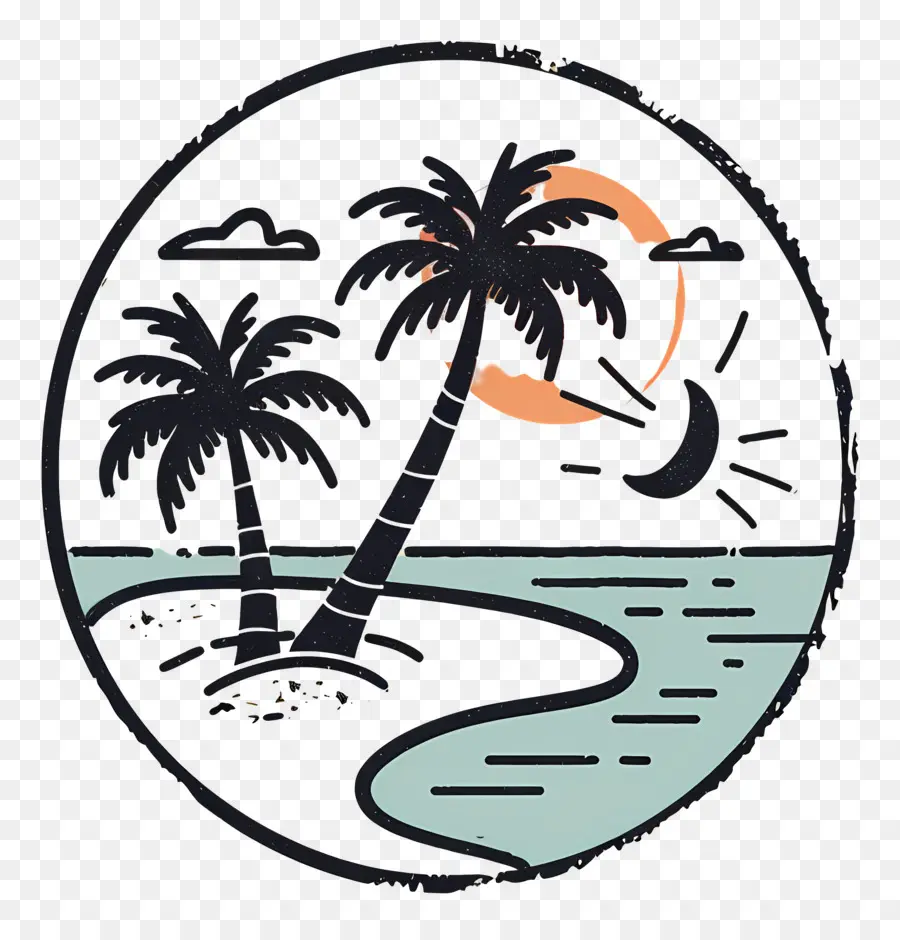 Logo De Plage，Palmiers PNG