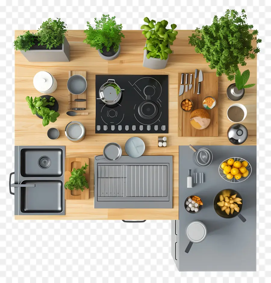 Vue De Dessus De La Cuisine，Cuisson PNG