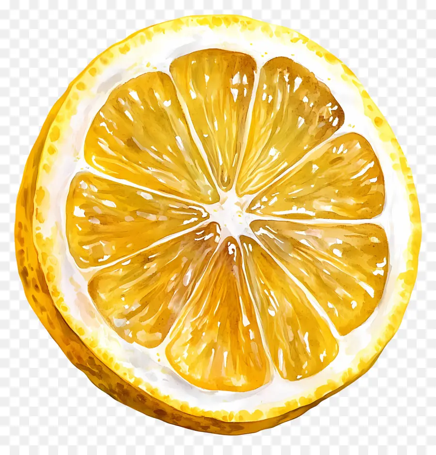 Aquarelle Citron，Tranche D'orange PNG