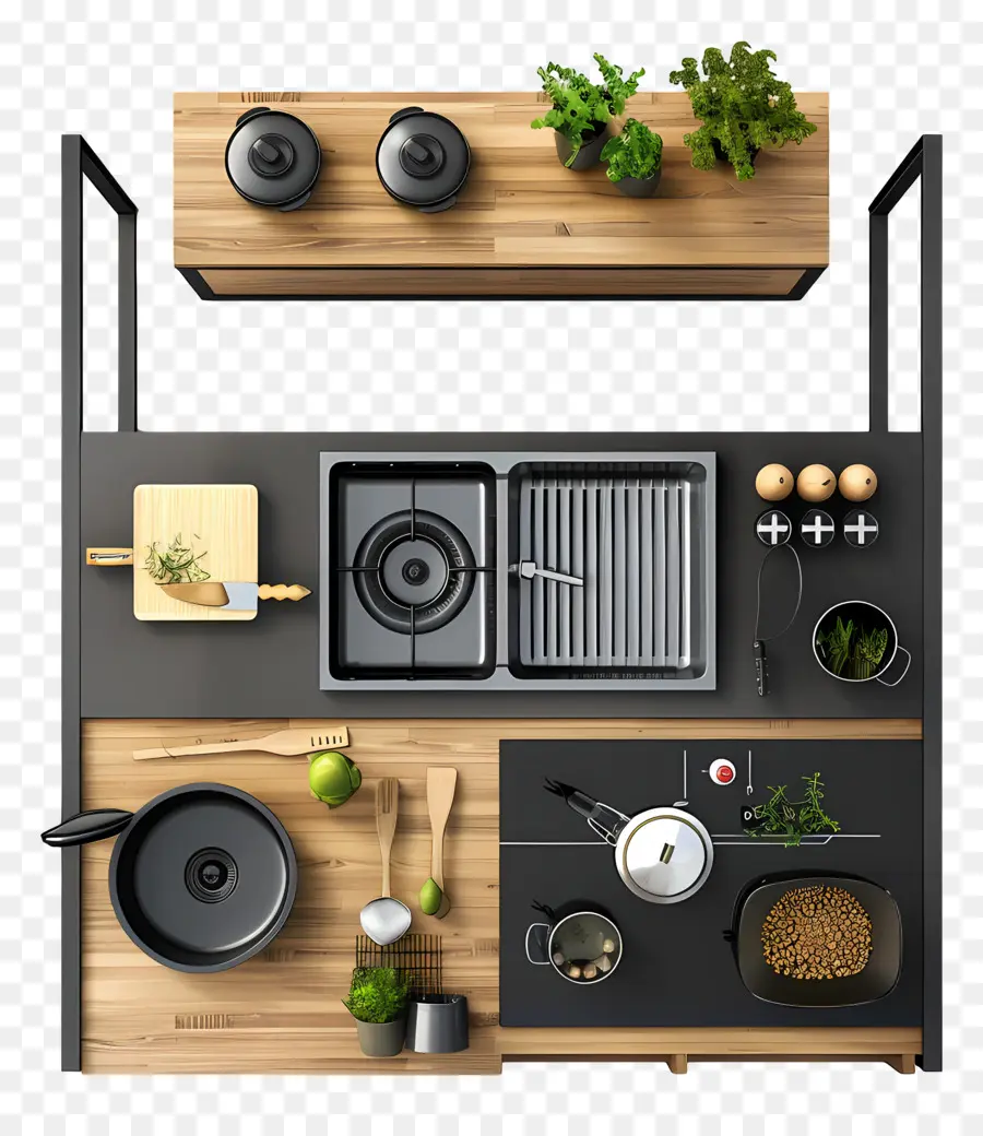 Vue De Dessus De La Cuisine，Cuisine Moderne PNG