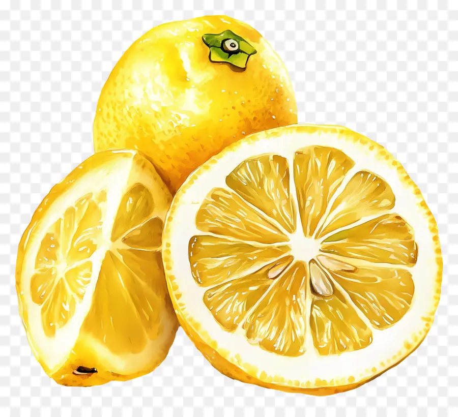 Aquarelle Citron，Tranche De Citron PNG