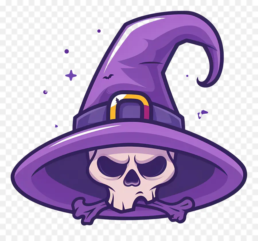 Casquette D'halloween，Crâne Avec Chapeau De Sorcière PNG