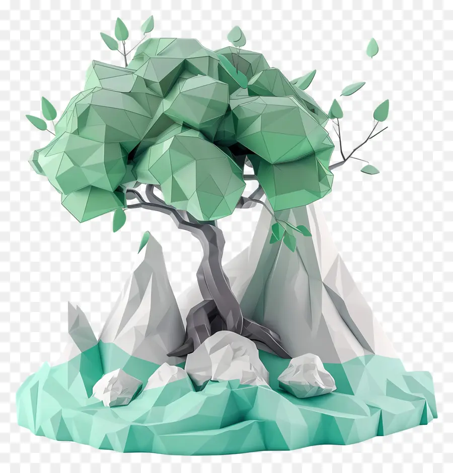 Arbre De Montagne，Arbre Polygonal PNG