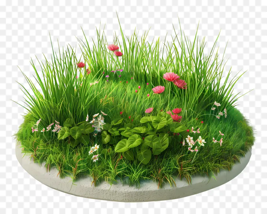 Sol En Herbe，Herbe Et Fleurs PNG