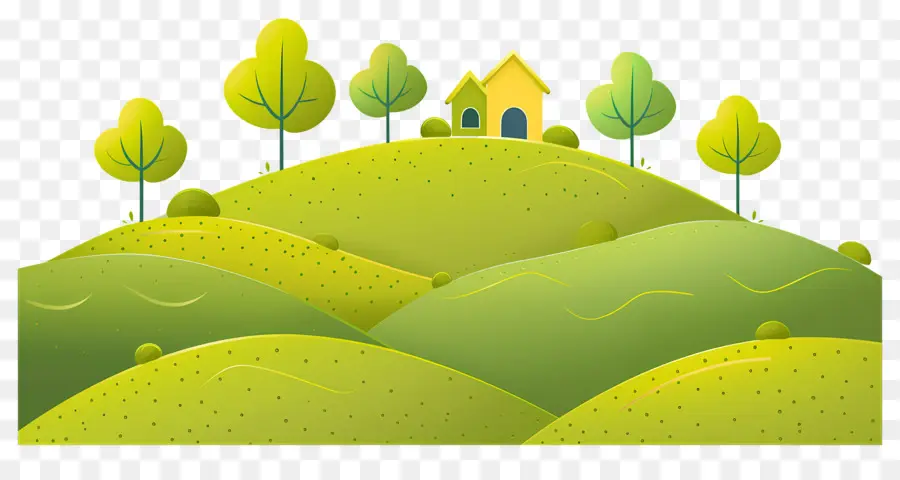 Colline D'herbe，Maison Sur Colline PNG