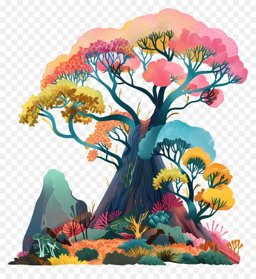 Arbre De Montagne，Arbre Coloré PNG