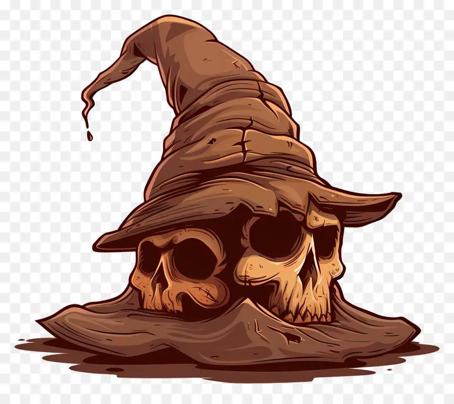 Casquette D'halloween，Crâne Avec Chapeau PNG