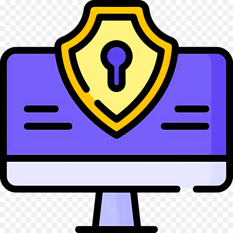 Cybersécurité，Ordinateur Avec Bouclier PNG