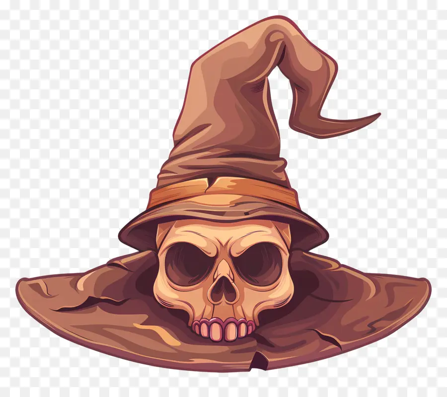 Casquette D'halloween，Crâne Avec Chapeau PNG