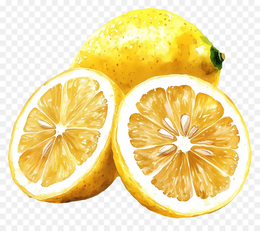 Aquarelle Citron，Tranche De Citron PNG