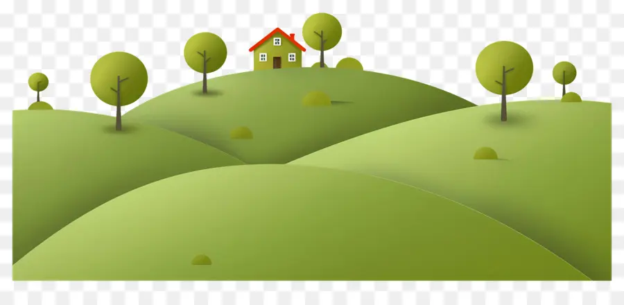 Colline D'herbe，Maison Sur Colline PNG