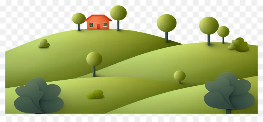 Colline D'herbe，Maison Sur Colline PNG