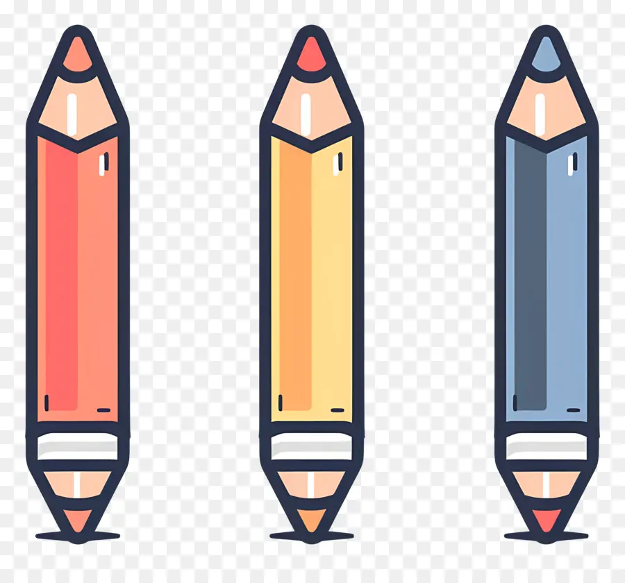 Crayons De Couleur，Trois Crayons De Couleur PNG