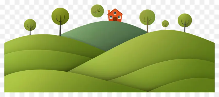 Colline D'herbe，Maison Sur Colline PNG