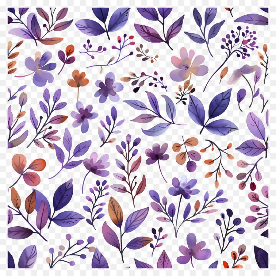 Modèle De Thanksgiving，Feuilles Violettes Et Oranges PNG