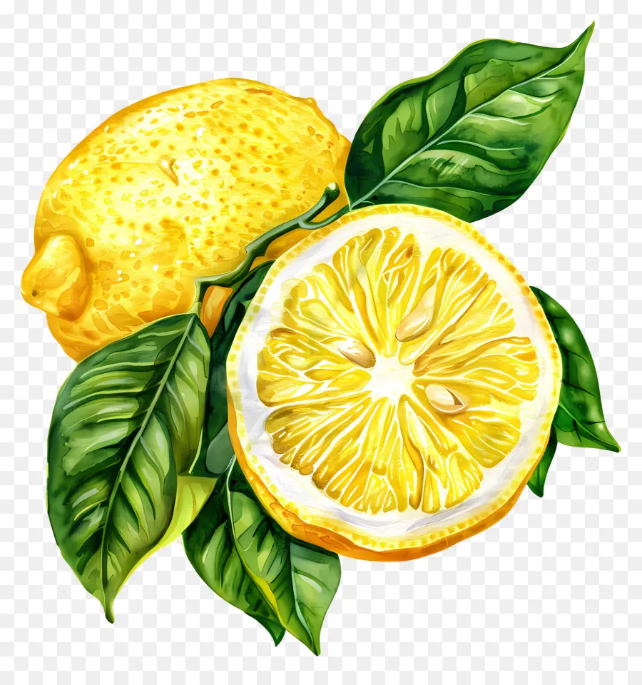 Aquarelle Citron，Citrons Jaunes PNG