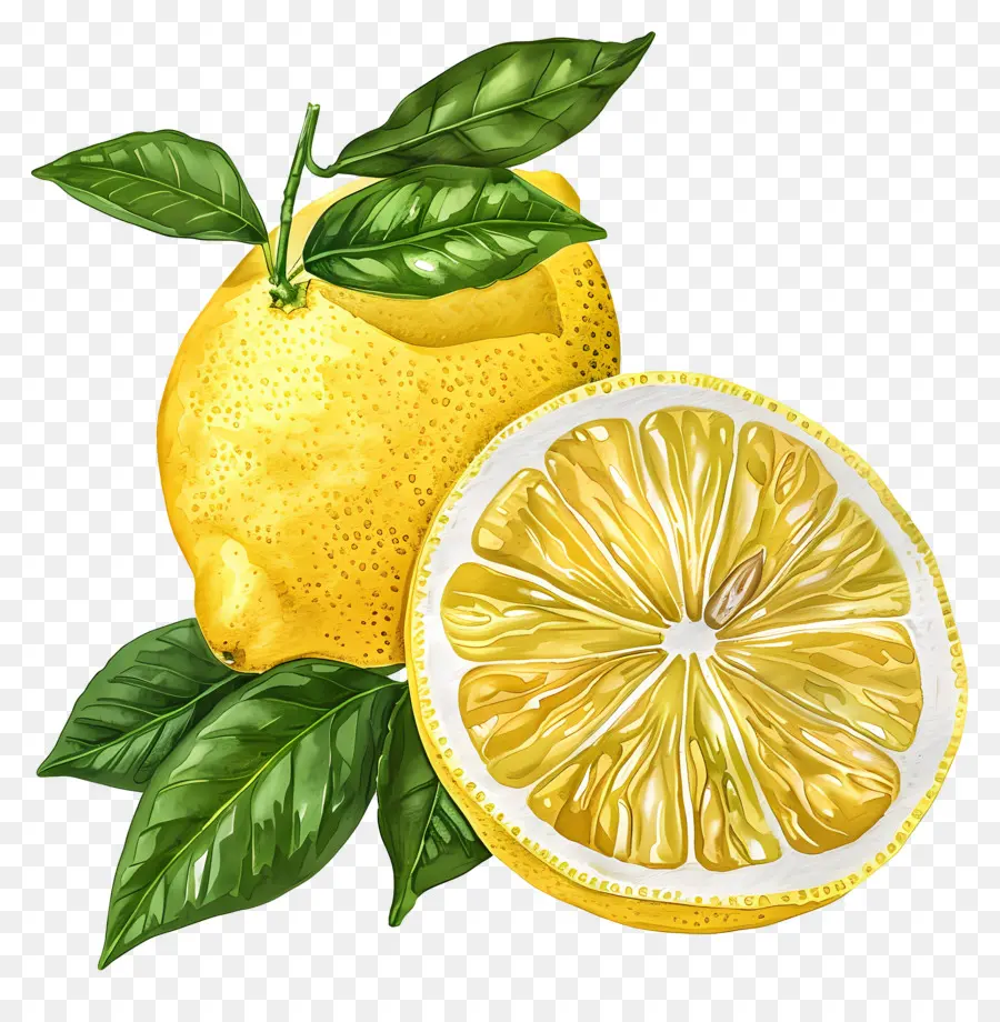 Aquarelle Citron，Citrons Jaunes PNG