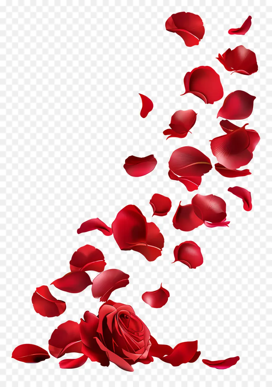 Fleurs Qui Tombent，Roses Rouges PNG