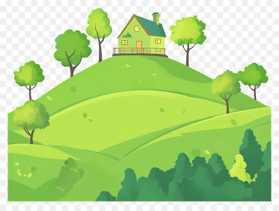 Colline D'herbe，Maison Sur Colline PNG