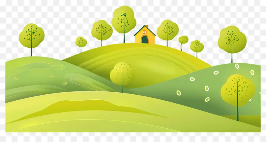 Colline D'herbe，Maison Sur Colline PNG